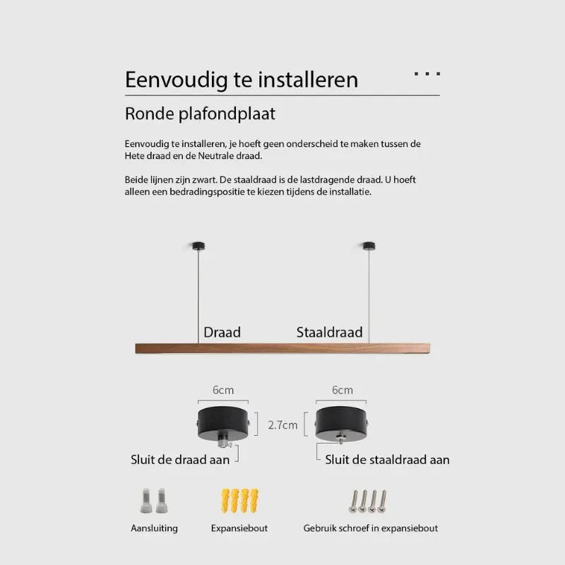 Houten hanglamp eettafel, langwerpig | Federica