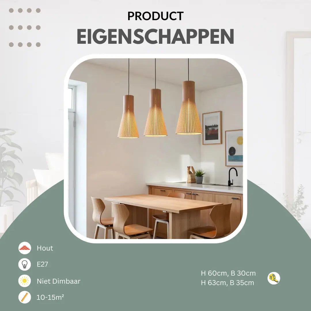 Houten hanglamp Ø35cm Ø45cm langwerpig | Lignum