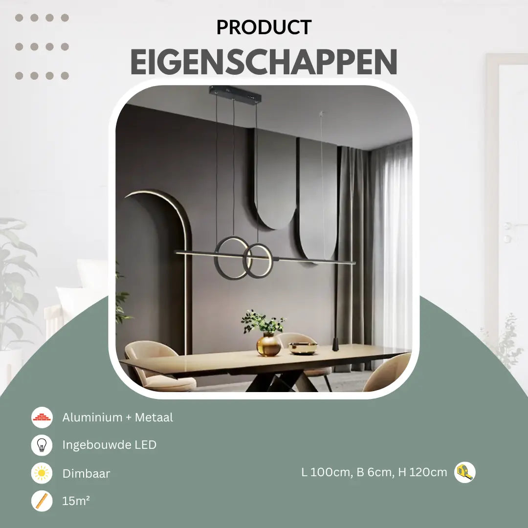 Design hanglamp eettafel dubbele ring | Luxara