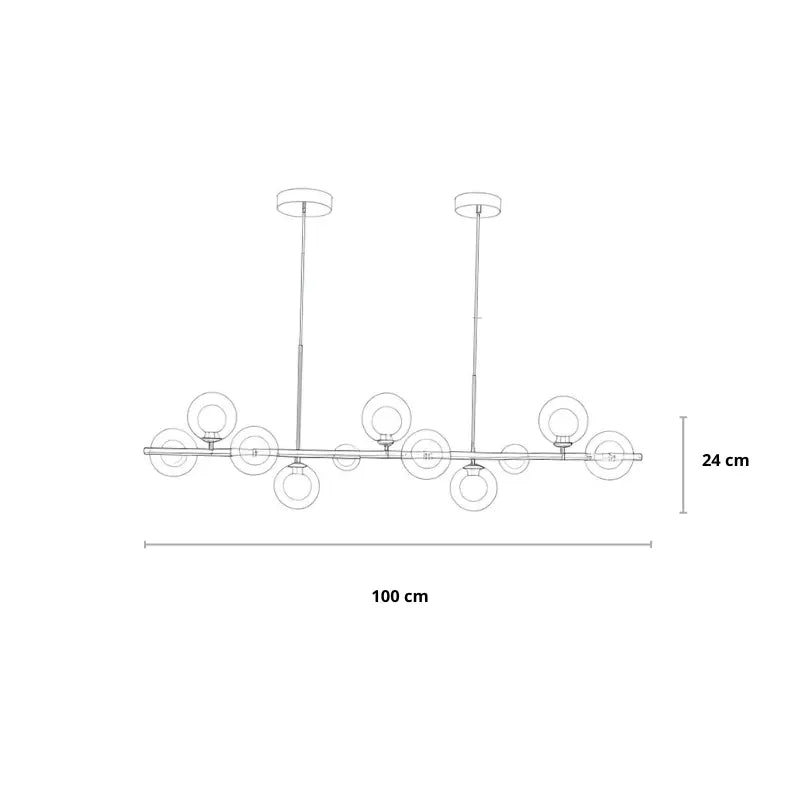 Hanglamp eettafel 9-delig in zwart of goud | Convexum