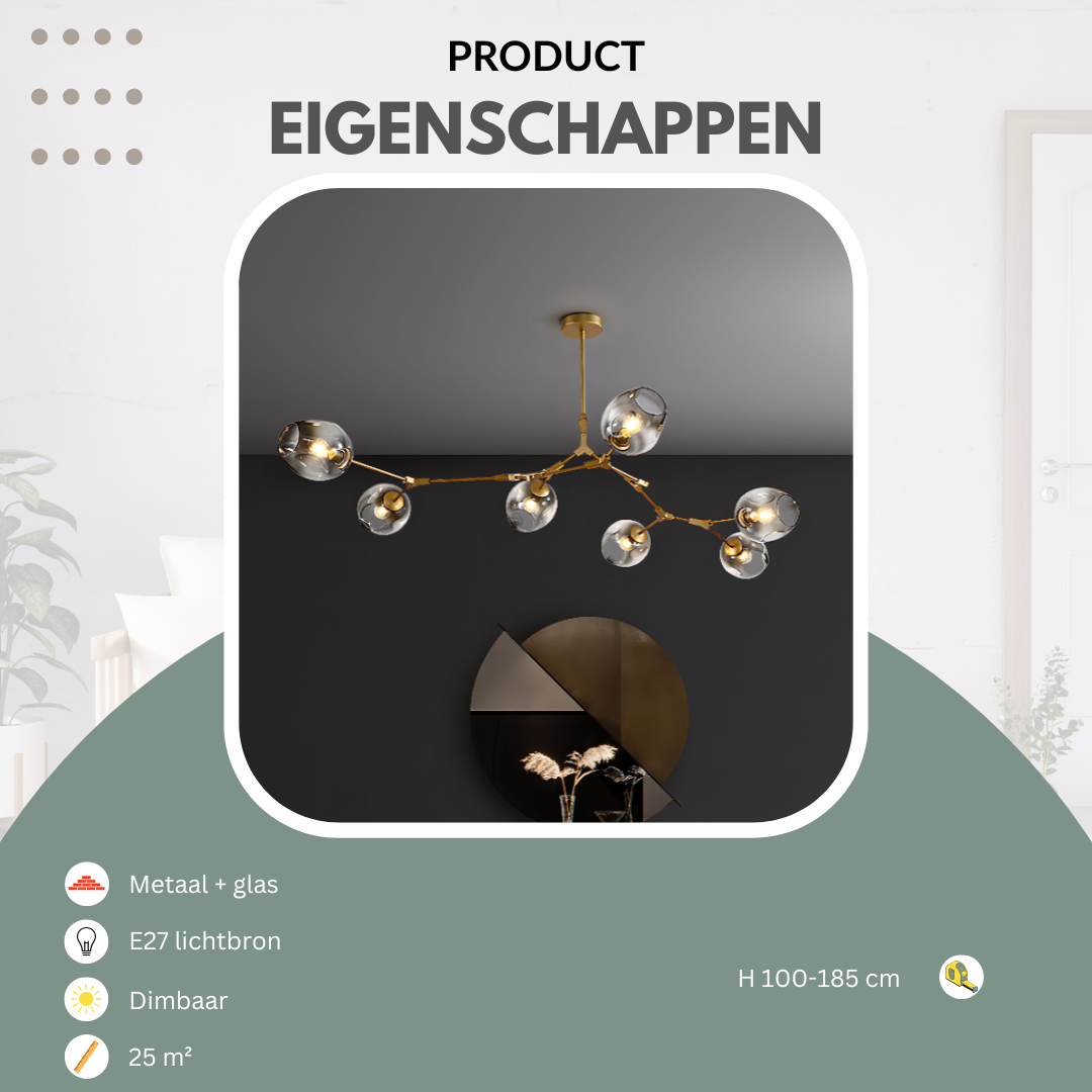 Hanglamp woonkamer beweegbare armen | Convexum