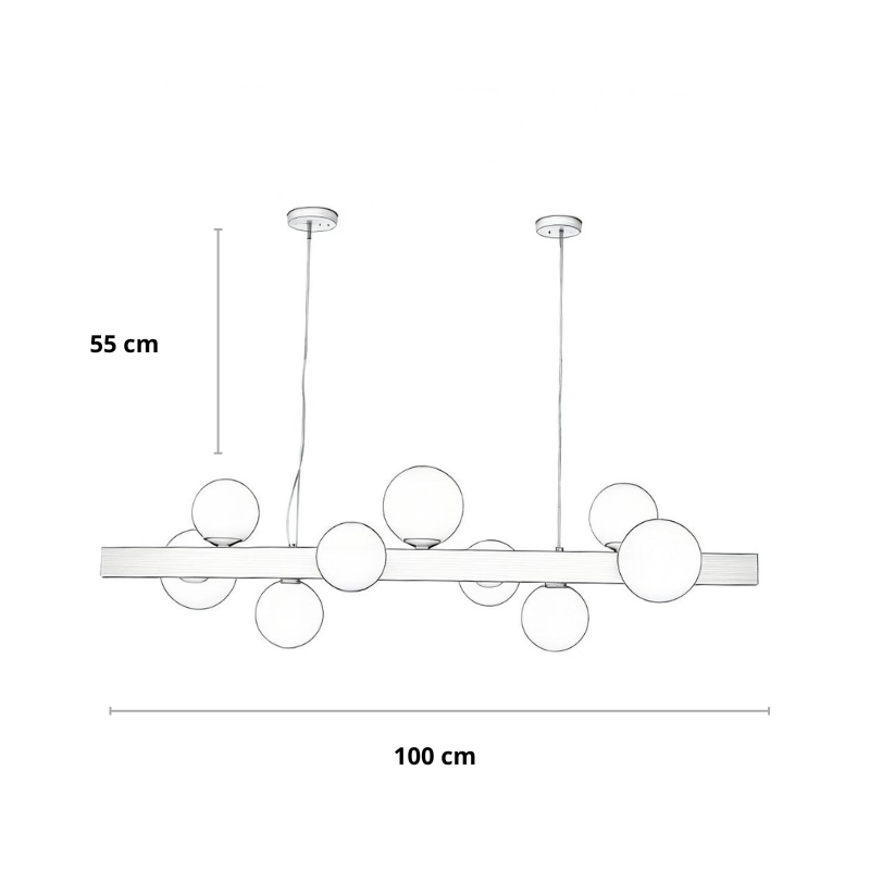 Hanglamp met bollen en houten balk | Flora