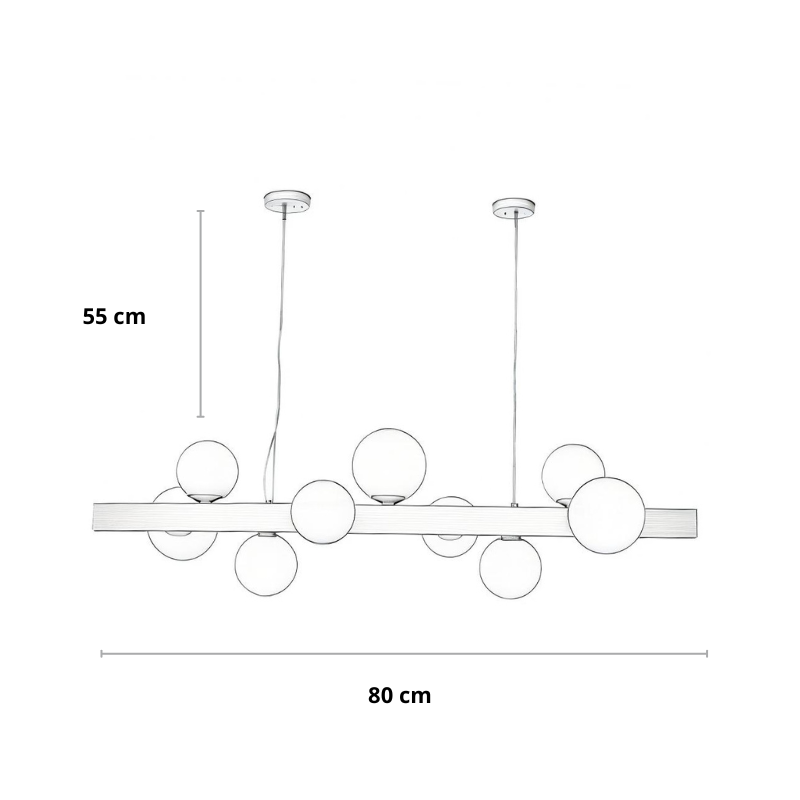 Hanglamp met bollen en houten balk | Flora