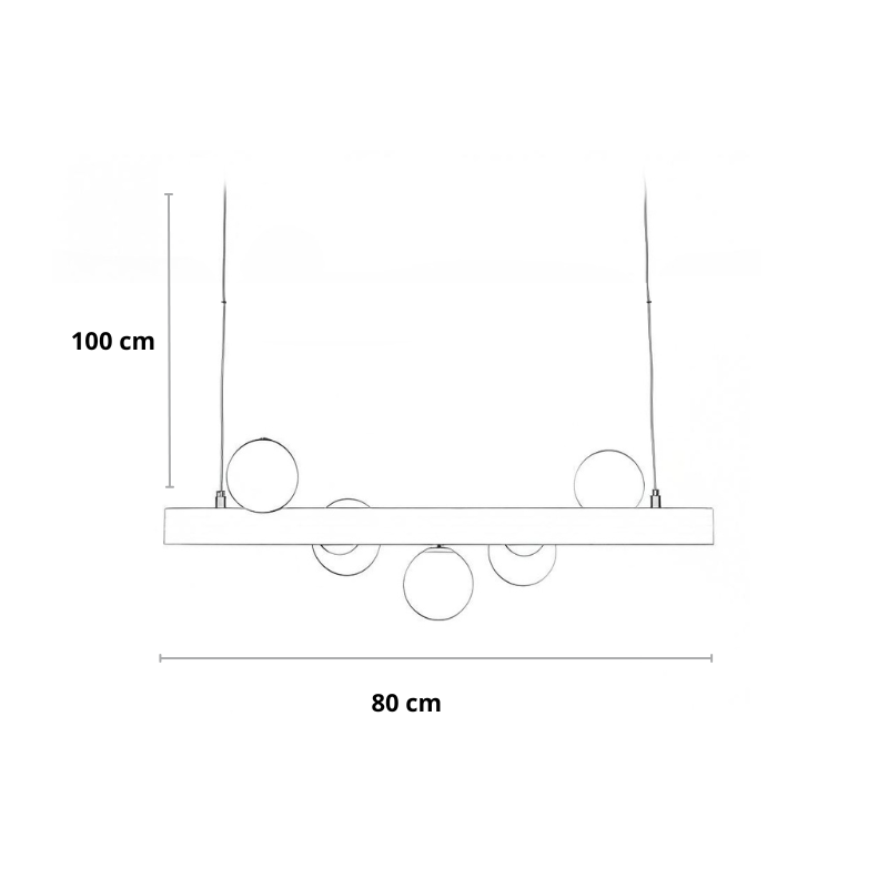Hanglamp met bollen en houten balk | Flora