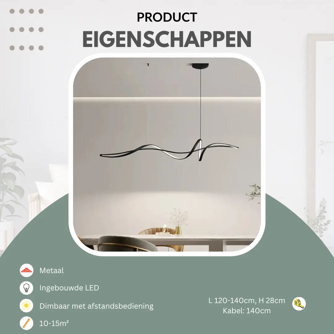 Design hanglamp kookeiland met krul | Gnistør