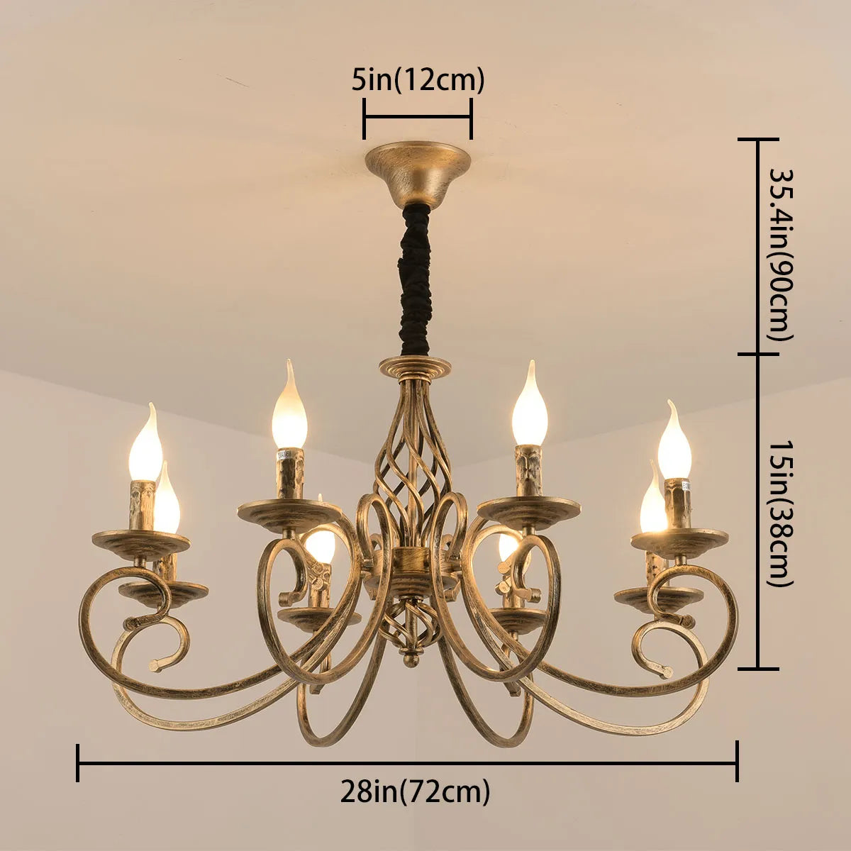 Kroonluchter, met 6 of 8 lampen | Recte