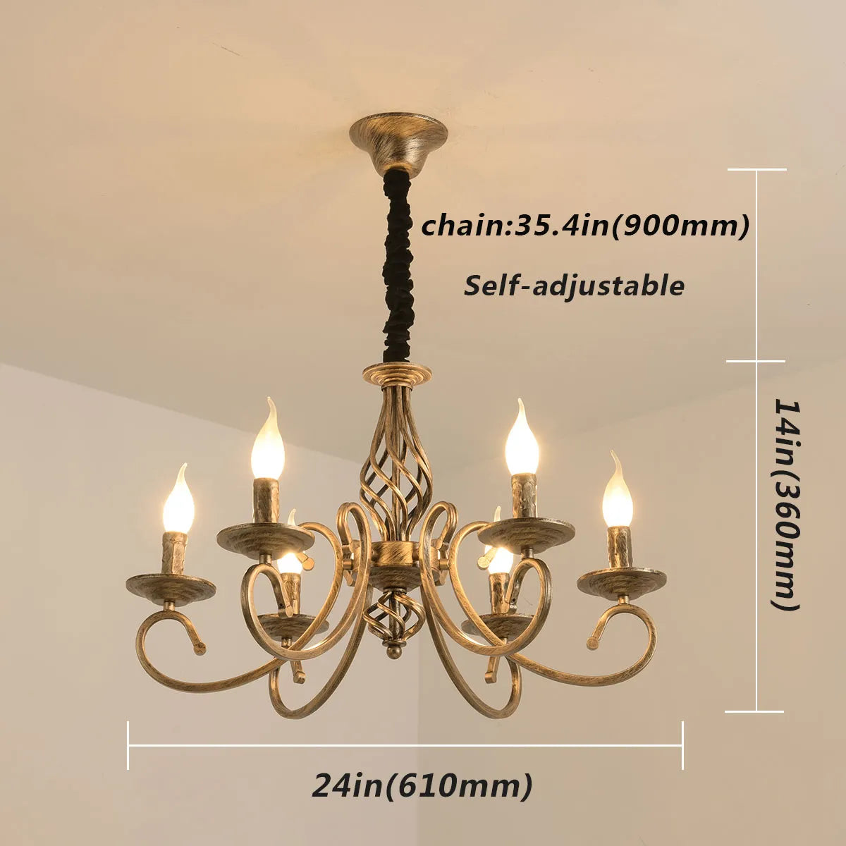 Kroonluchter, met 6 of 8 lampen | Recte