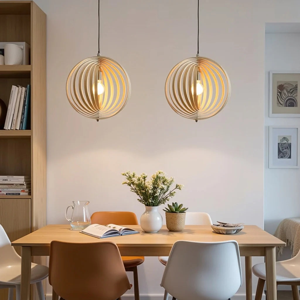 Houten hanglamp met ringen | Lignum