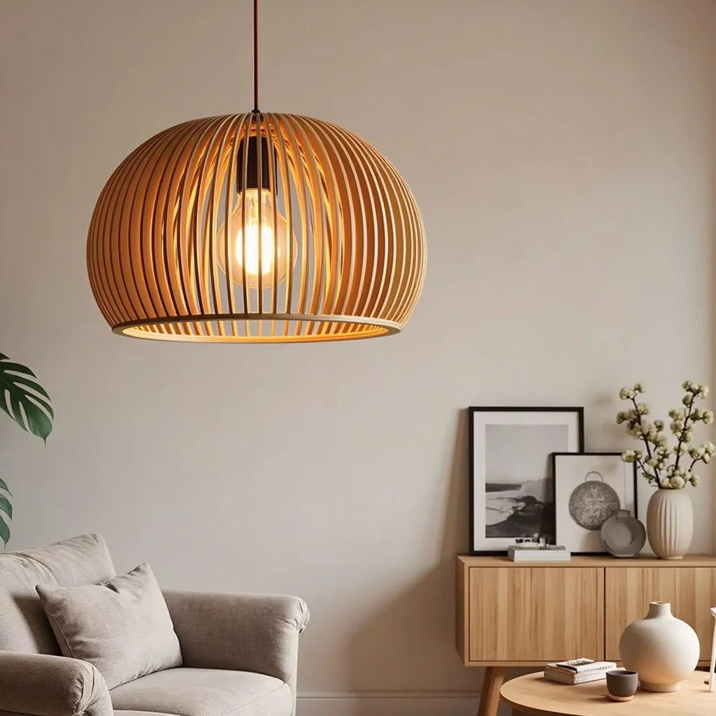Houten hanglamp Ø33cm Ø45cm bolvormig | Lignum