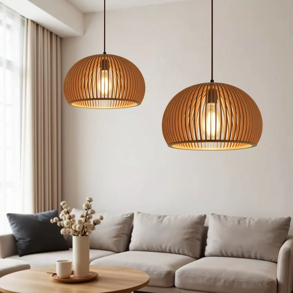 Houten hanglamp Ø33cm Ø45cm bolvormig | Lignum