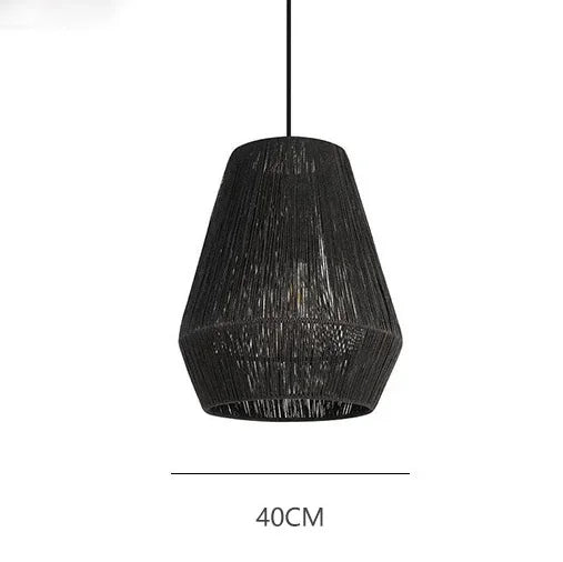 Landelijke hanglamp van touw zwart | Funes
