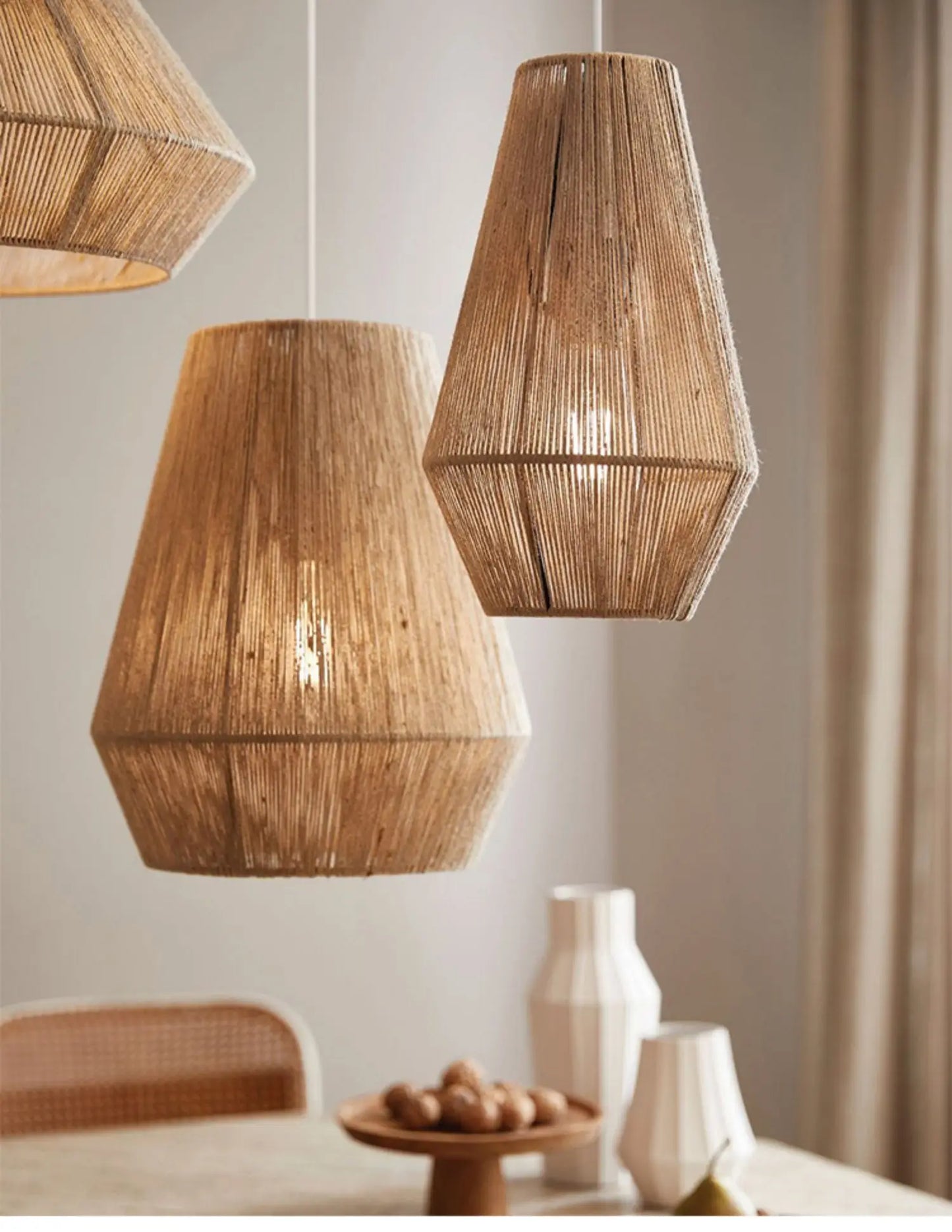 Landelijke hanglamp van touw zwart | Funes