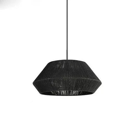 Landelijke hanglamp van touw zwart | Funes
