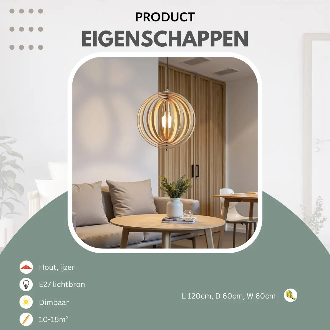 Houten hanglamp met ringen | Lignum