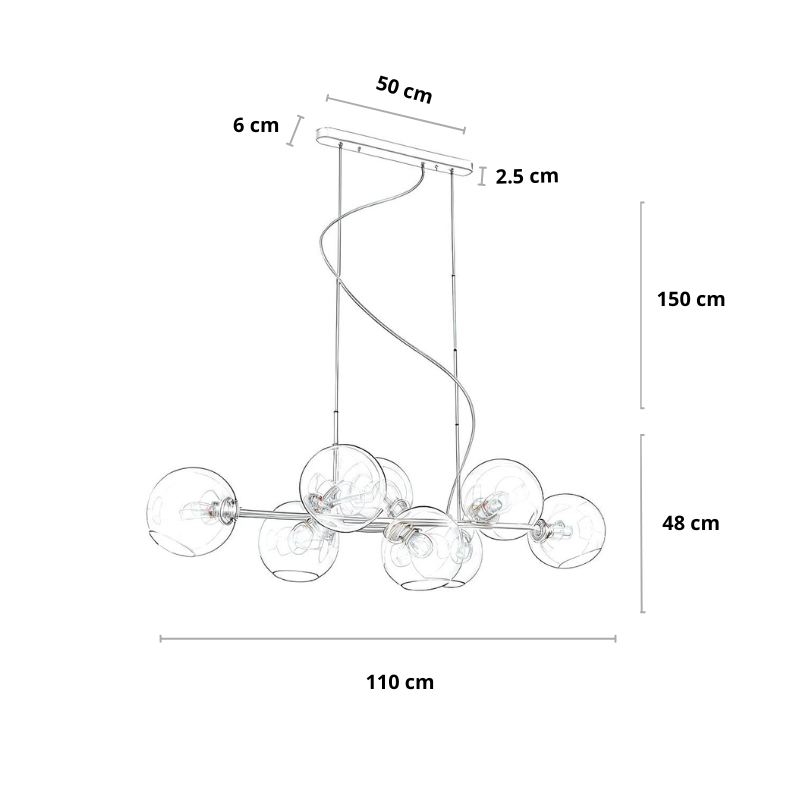Hanglamp met glazen bollen eettafel | Lustra