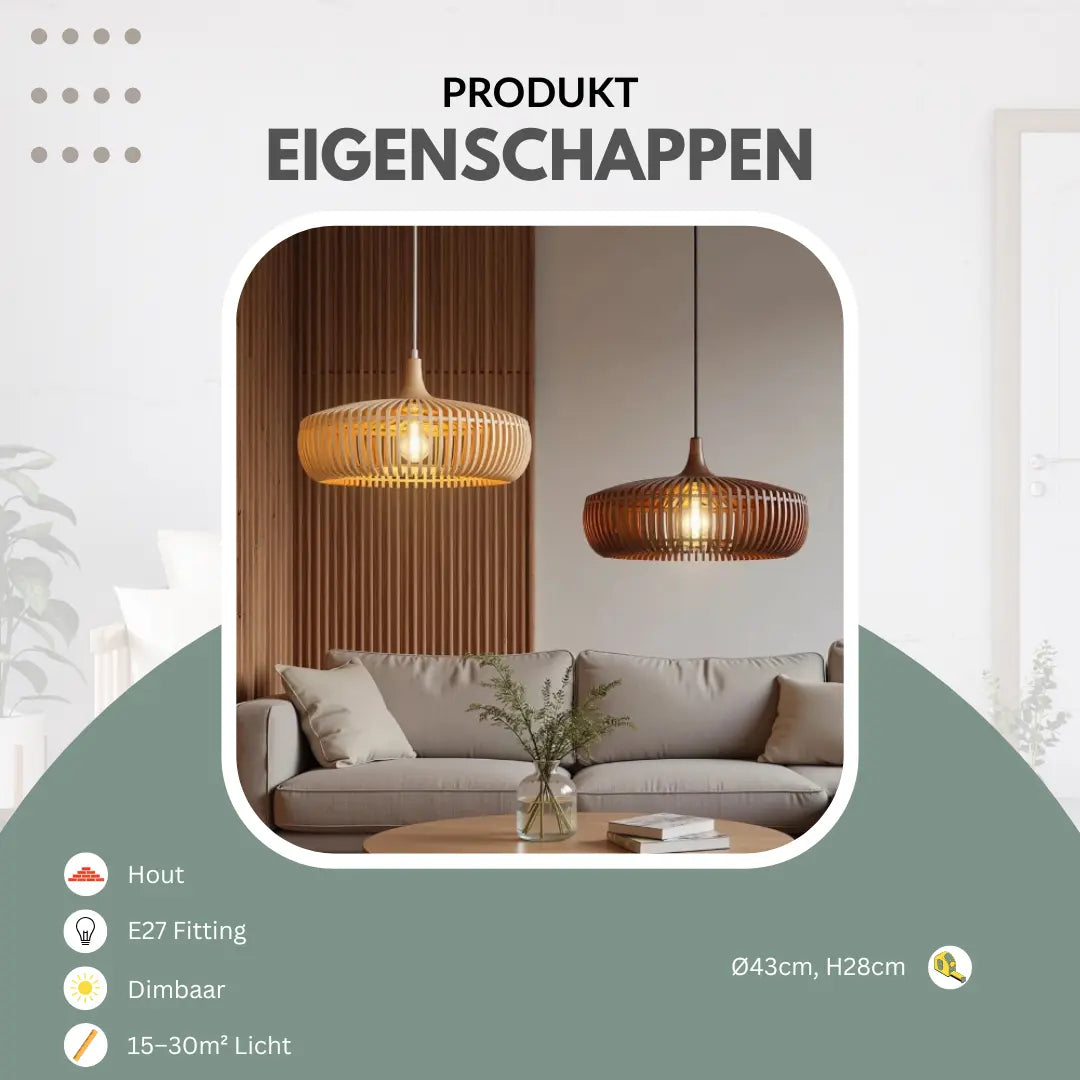Grote ronde hanglamp hout | Lignum
