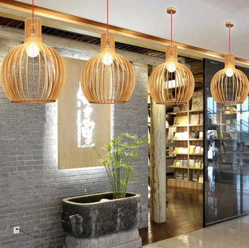 Nordic Birdcage Solid Wood Chandelier