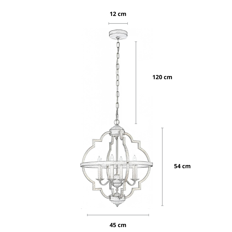 Kroonluchter, met 4 lampen | Recte