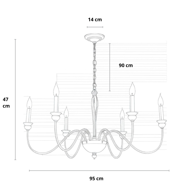 Kroonluchter zwart met 6 lampen | Recte