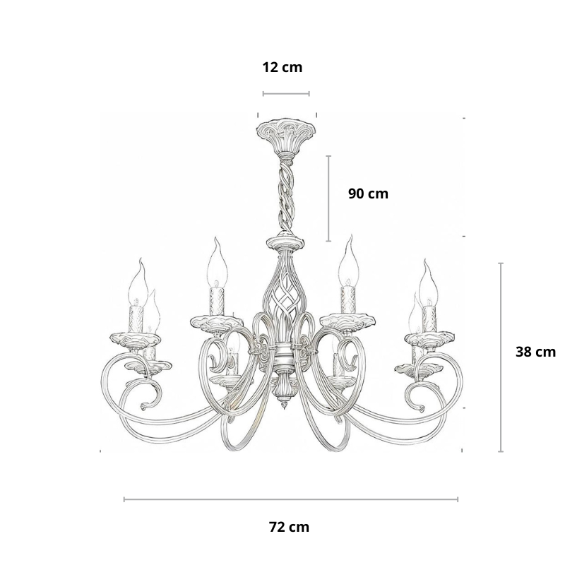 Kroonluchter, met 6 of 8 lampen | Recte