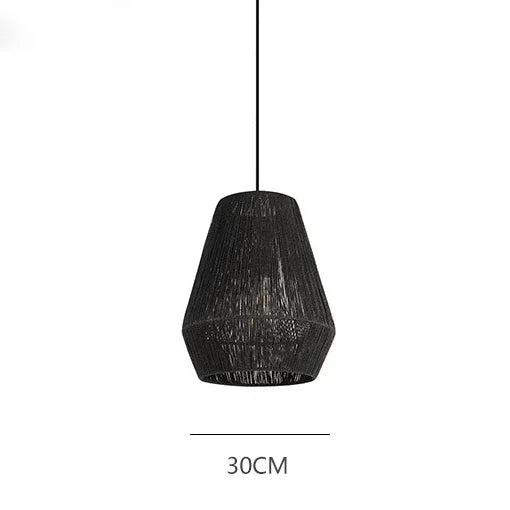 Landelijke hanglamp van touw zwart | Funes