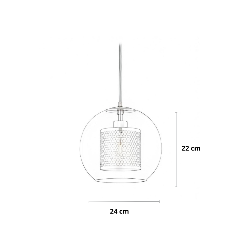 Industriële hanglamp glas, brons en zilver | Spatium