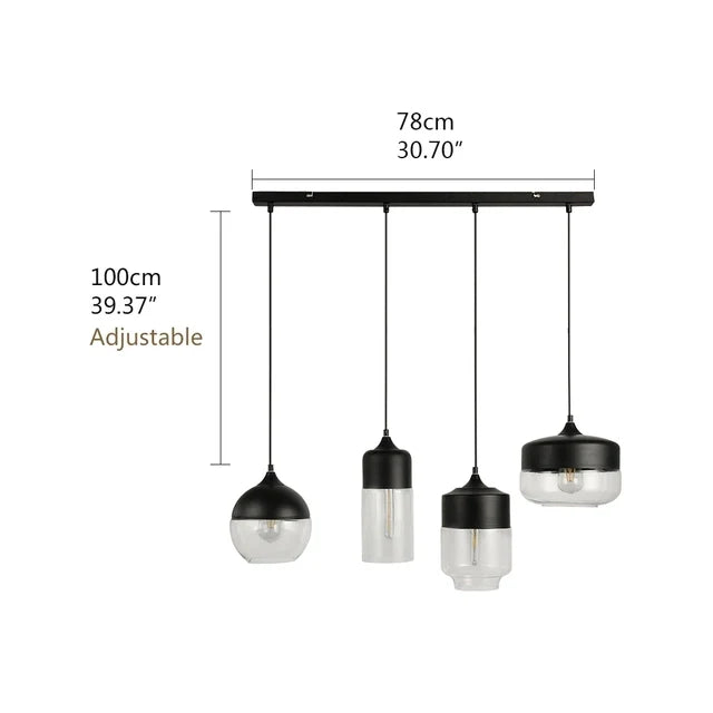 Scandinavische hanglamp 4-delig, zwart | Convexum