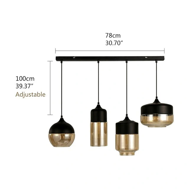 Scandinavische hanglamp 4-delig, zwart | Convexum
