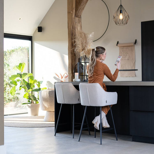 Barkruk Ciara linnen off white 65-78 cm