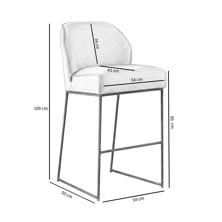 Barkruk Momo chenille koper 85 cm