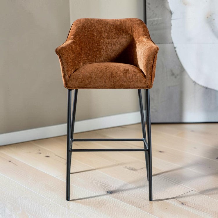Barkruk Nubo chenille koper 85 cm