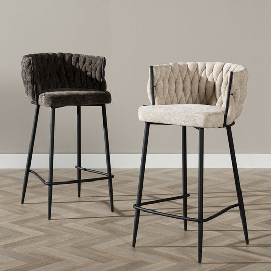 Barkruk River chenille beige 75cm