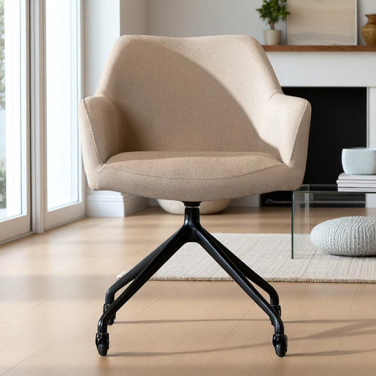 Eetkamerstoel met wieltjes Isak taupe gerecyclede stof