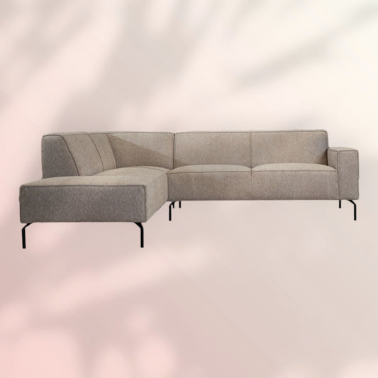 Hoekbank Kansas ribstof taupe links