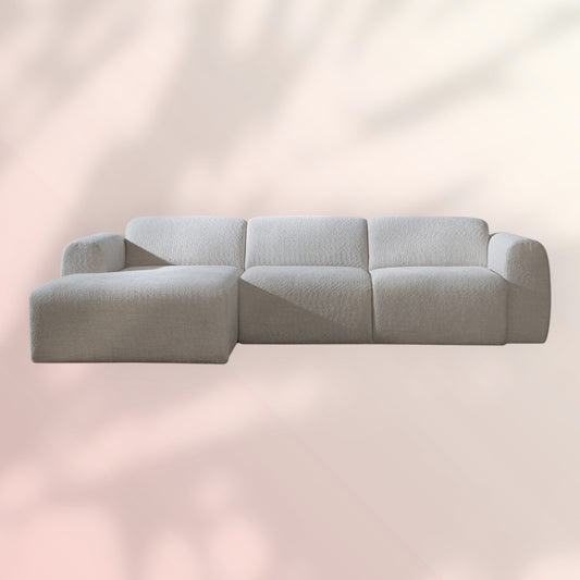 Hoekbank Maine bouclé stof off white links