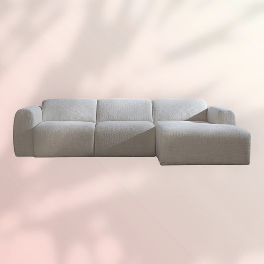 Hoekbank Maine bouclé stof off white rechts