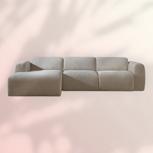 Hoekbank Maine chenille stof beige links