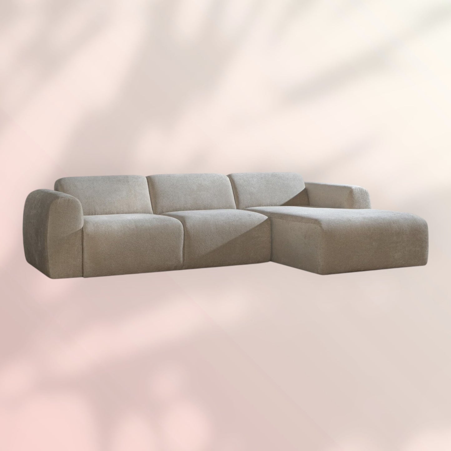 Hoekbank Maine chenille stof beige rechts