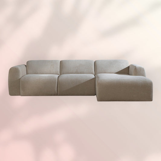 Hoekbank Maine chenille stof beige rechts