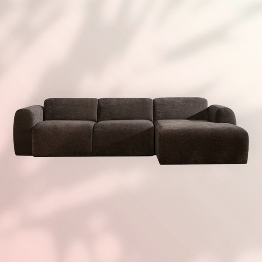 Hoekbank Maine chenille stof bruin rechts