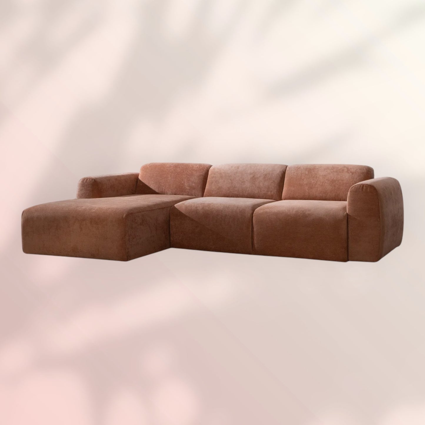 Hoekbank Maine gemêleerde stof terracotta links
