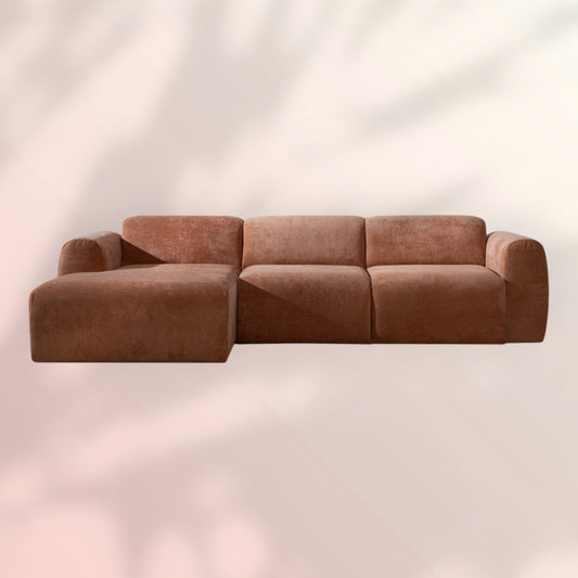 Hoekbank Maine gemêleerde stof terracotta links