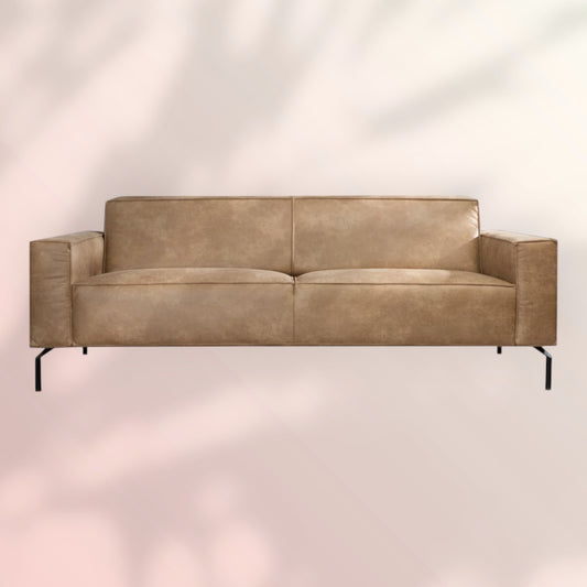 Industriële bank 3-zits Kansas eco-leer beige