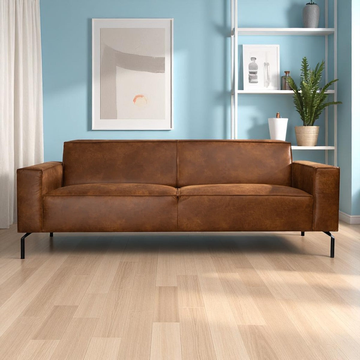 Industriële bank 3-zits Kansas eco-leer cognac