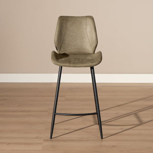 Industriële barkruk Barrel olijfgroen eco-leer 69 cm