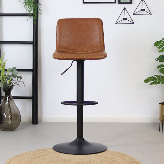 Industriële Barkruk Texas draaibaar eco-leer cognac 60-76cm