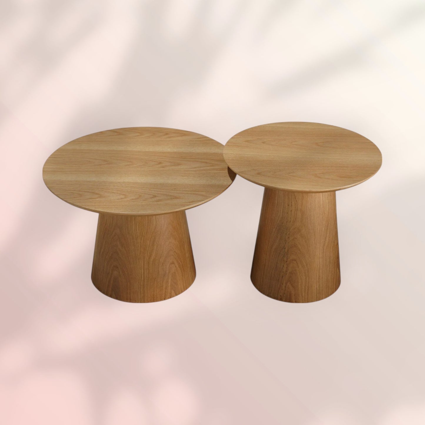 Salontafels Ash set van 2 Ø50 en Ø62 cm blank eiken