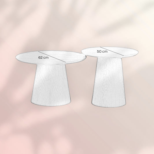 Salontafels Ash set van 2 Ø50 en Ø62 cm blank eiken