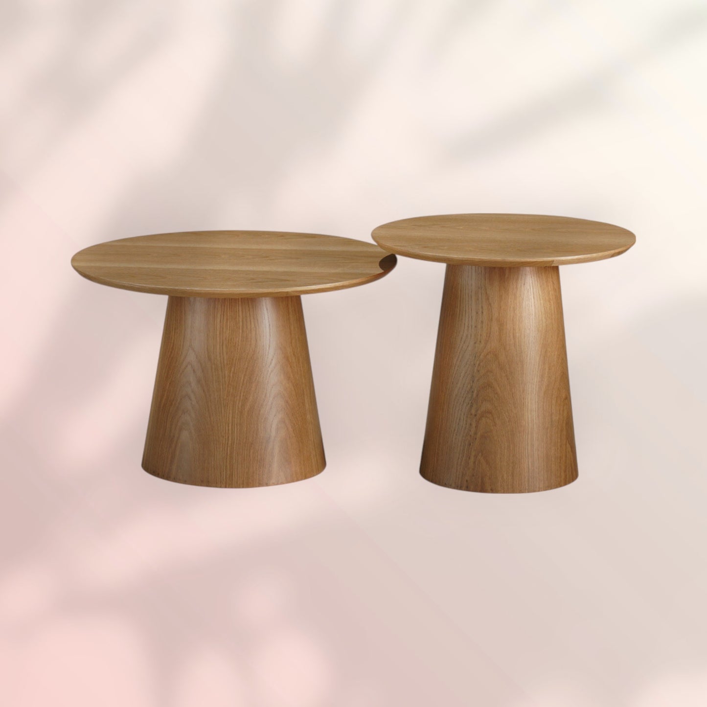 Salontafels Ash set van 2 Ø50 en Ø62 cm blank eiken