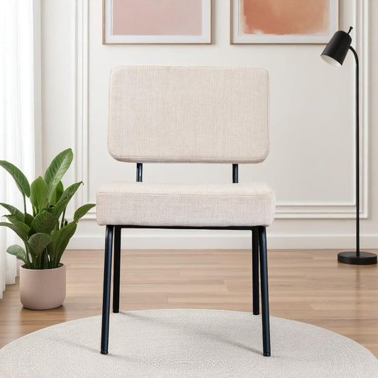 Scandinavische eetkamerstoel Espen beige gerecyclede stof